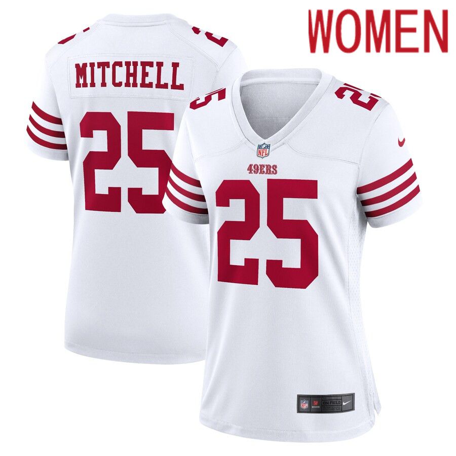 Women San Francisco 49ers #25 Elijah Mitchell Nike White Player Game NFL Jersey->women nfl jersey->Women Jersey
